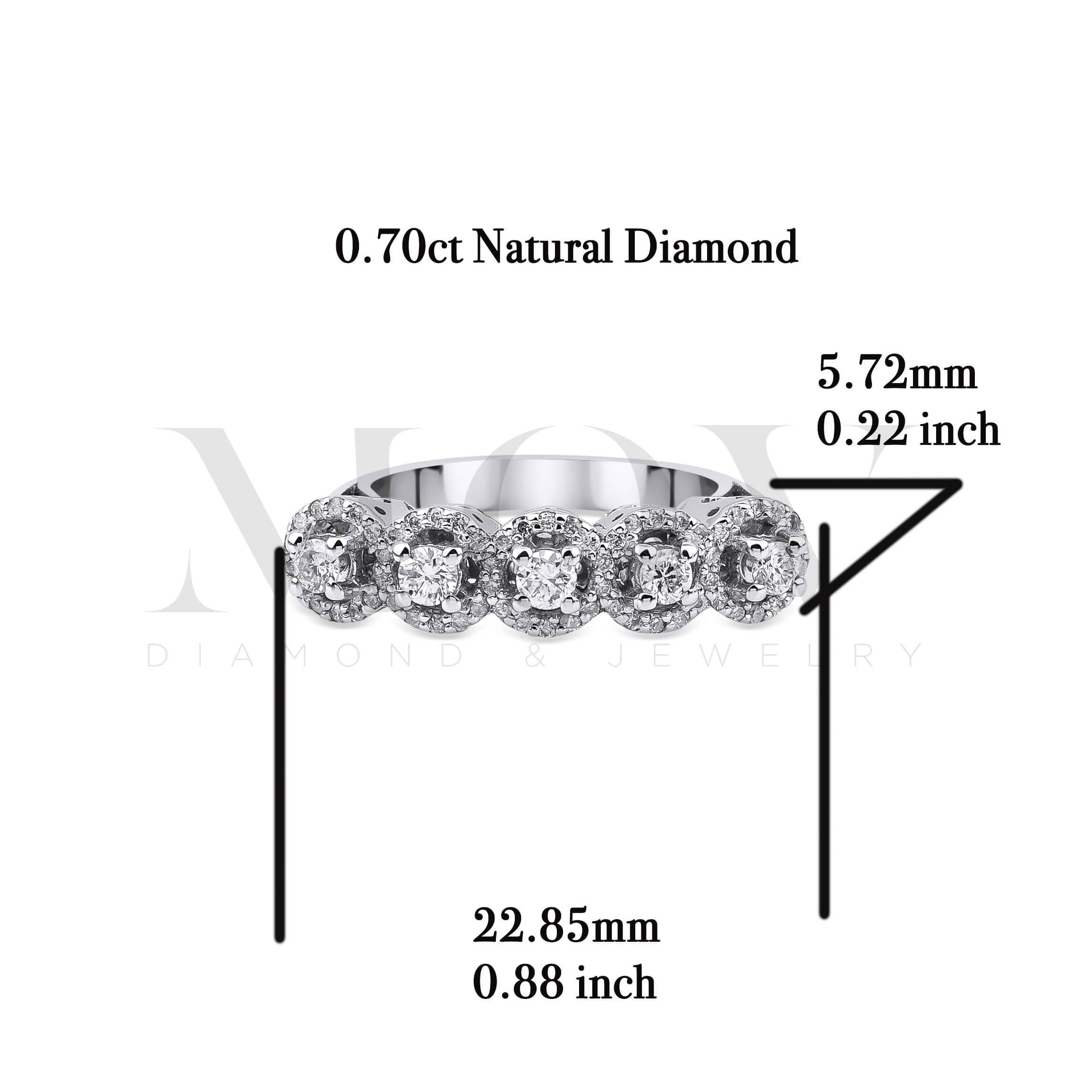 Round Cut Diamond 0.70ct Wedding Band on 14Kt Solid Gold For Sale