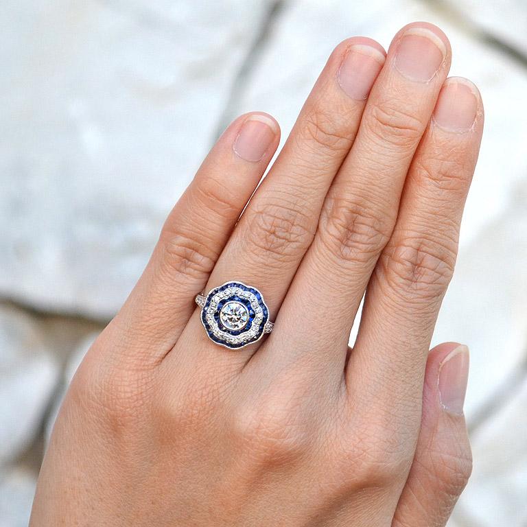 Diamond 0.72 Carat Blue Sapphire Engagement Ring 2