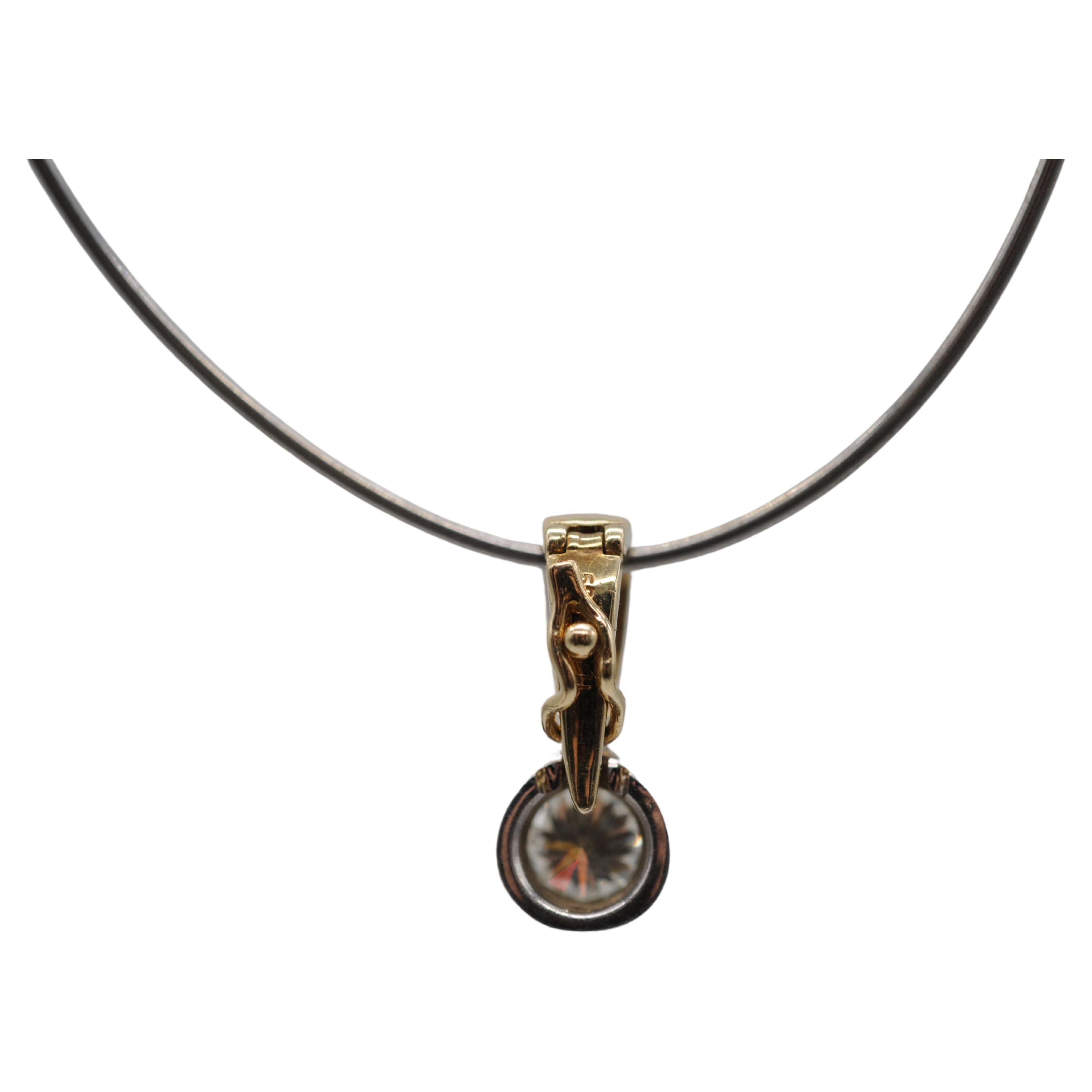 Diamant 0,75 carat Pendentif en or 14k en vente 4