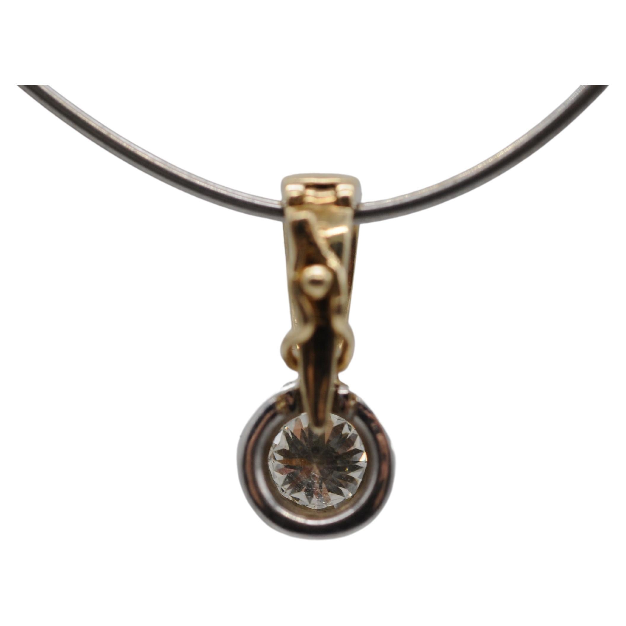 Diamant 0,75 carat Pendentif en or 14k en vente 3