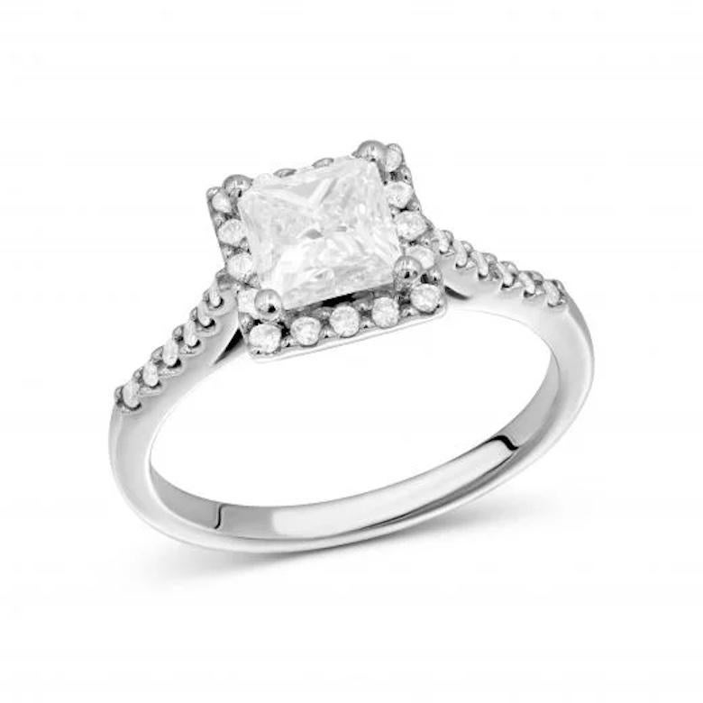 Antique Cushion Cut Diamond 1, 19 Carat Unique Engagement 18k Ring for Her For Sale