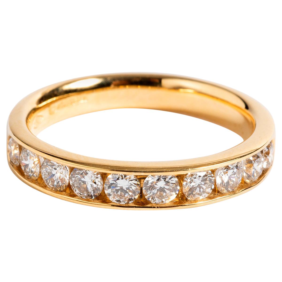 Diamond 1/2 Eternity Ring, 9 Karat Yellow Gold Band, 10 Diamonds For Sale