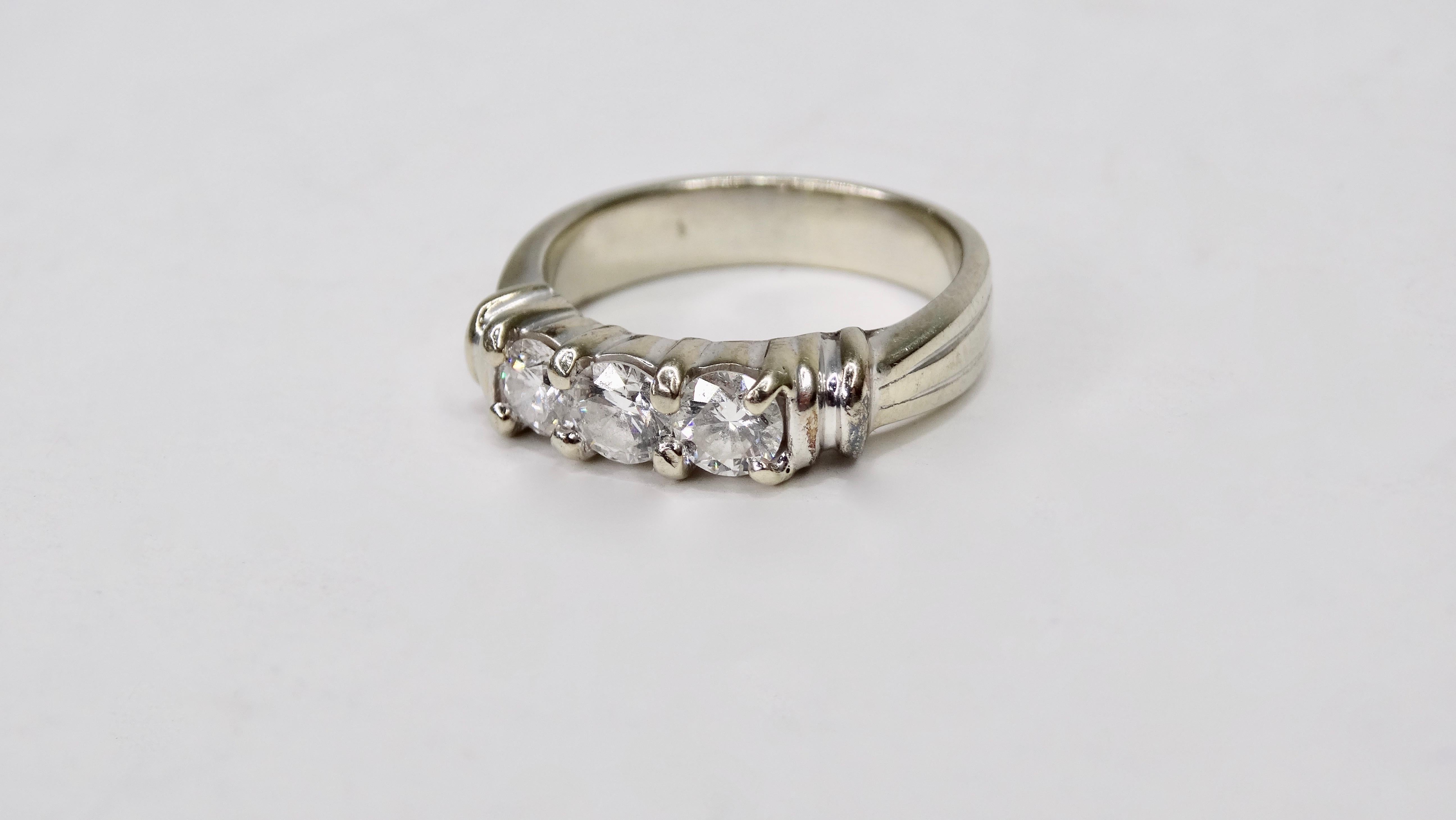 Round Cut Diamond 1 Carat  14k White Gold Engagement Ring For Sale