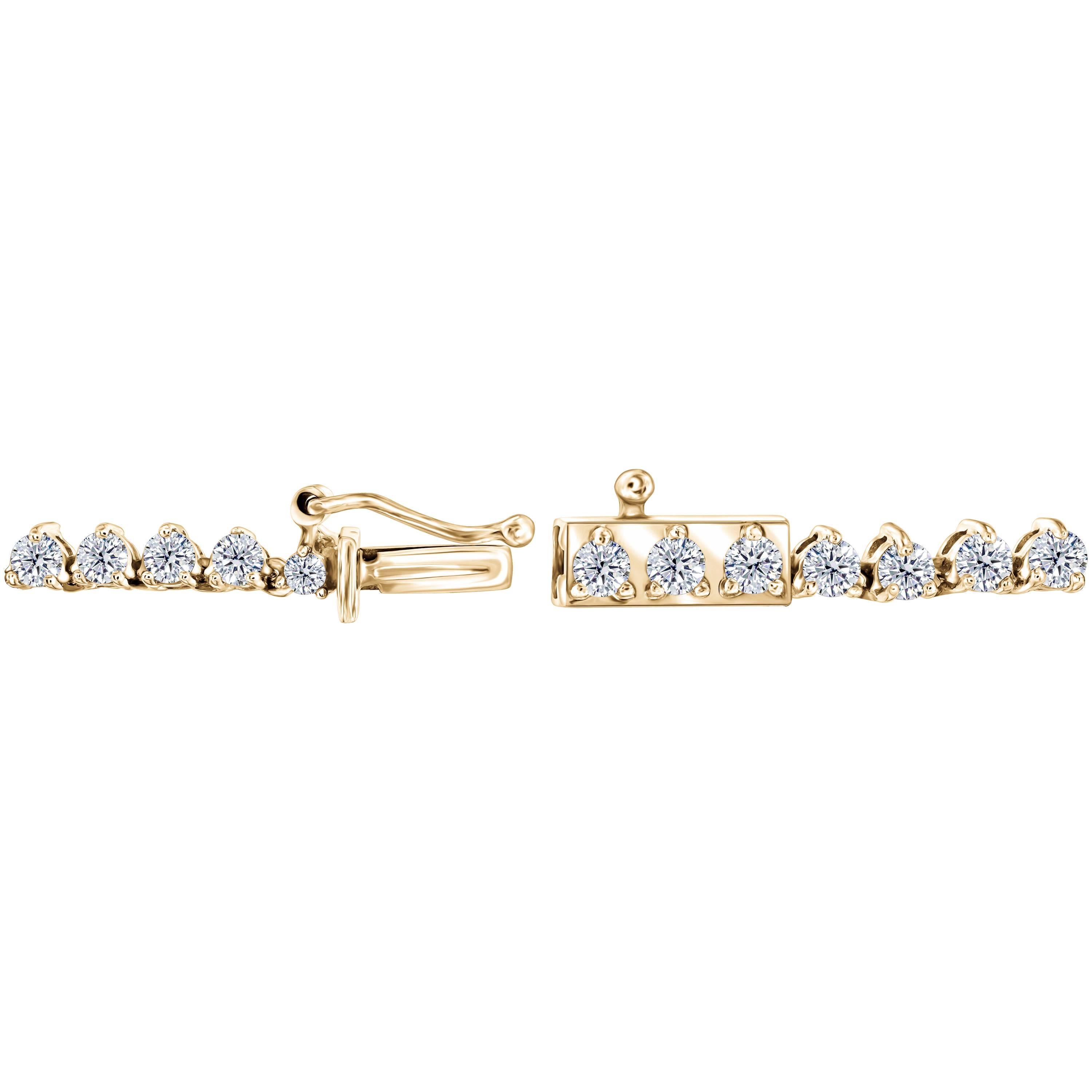 Moderne Collier en or jaune 18 carats diamant 10 carats taille ronde et brillante graduée en vente