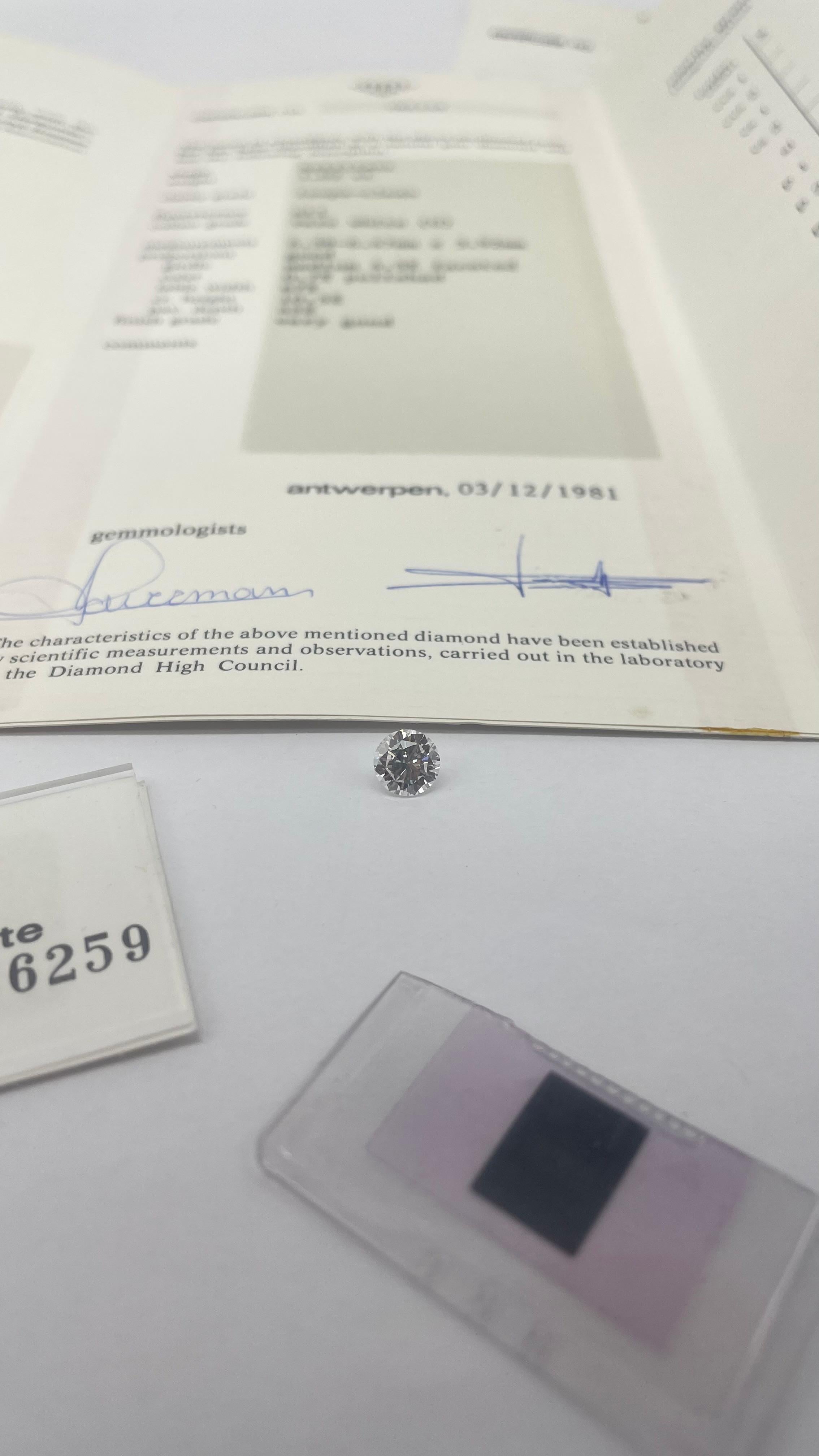 Diamond 1.02 carat clarity: internally flawless color: rare white (G) by HRD For Sale 6