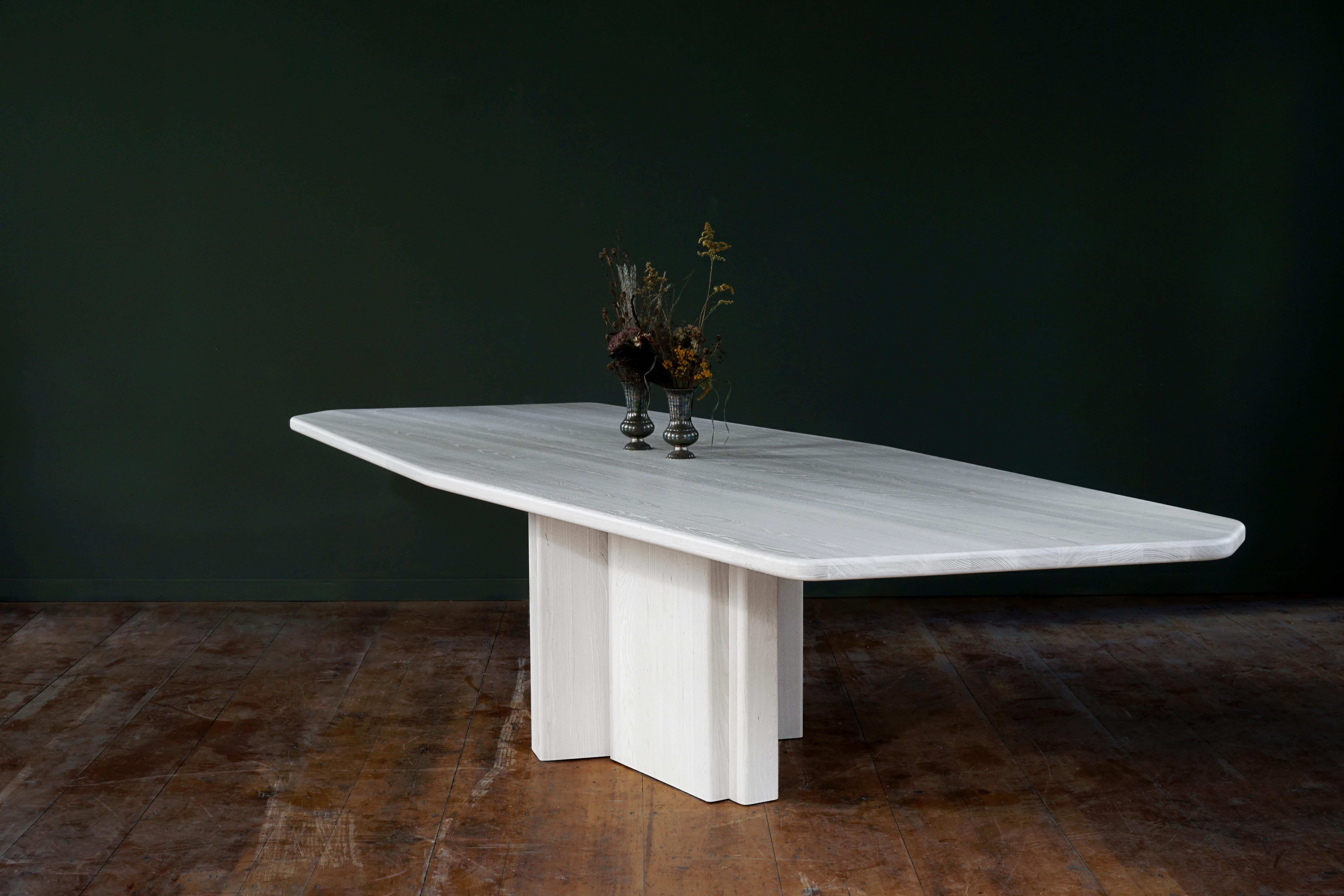 Canadian Diamond Dining Table, in Bone White Finish For Sale