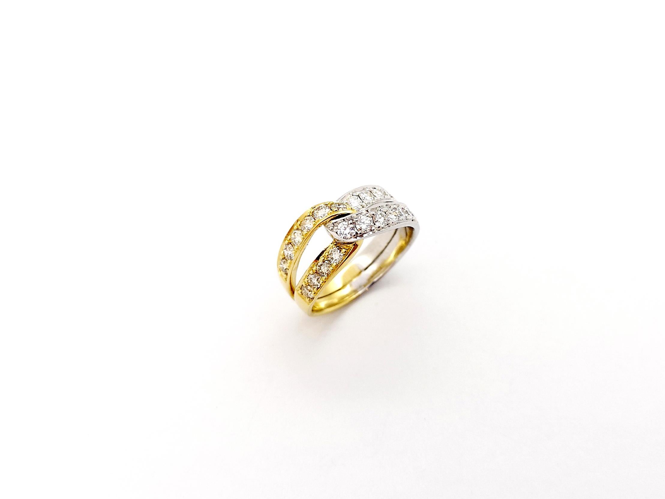 Diamond 1.06 carats Ring set in 18K White/Yellow Gold Settings For Sale 7