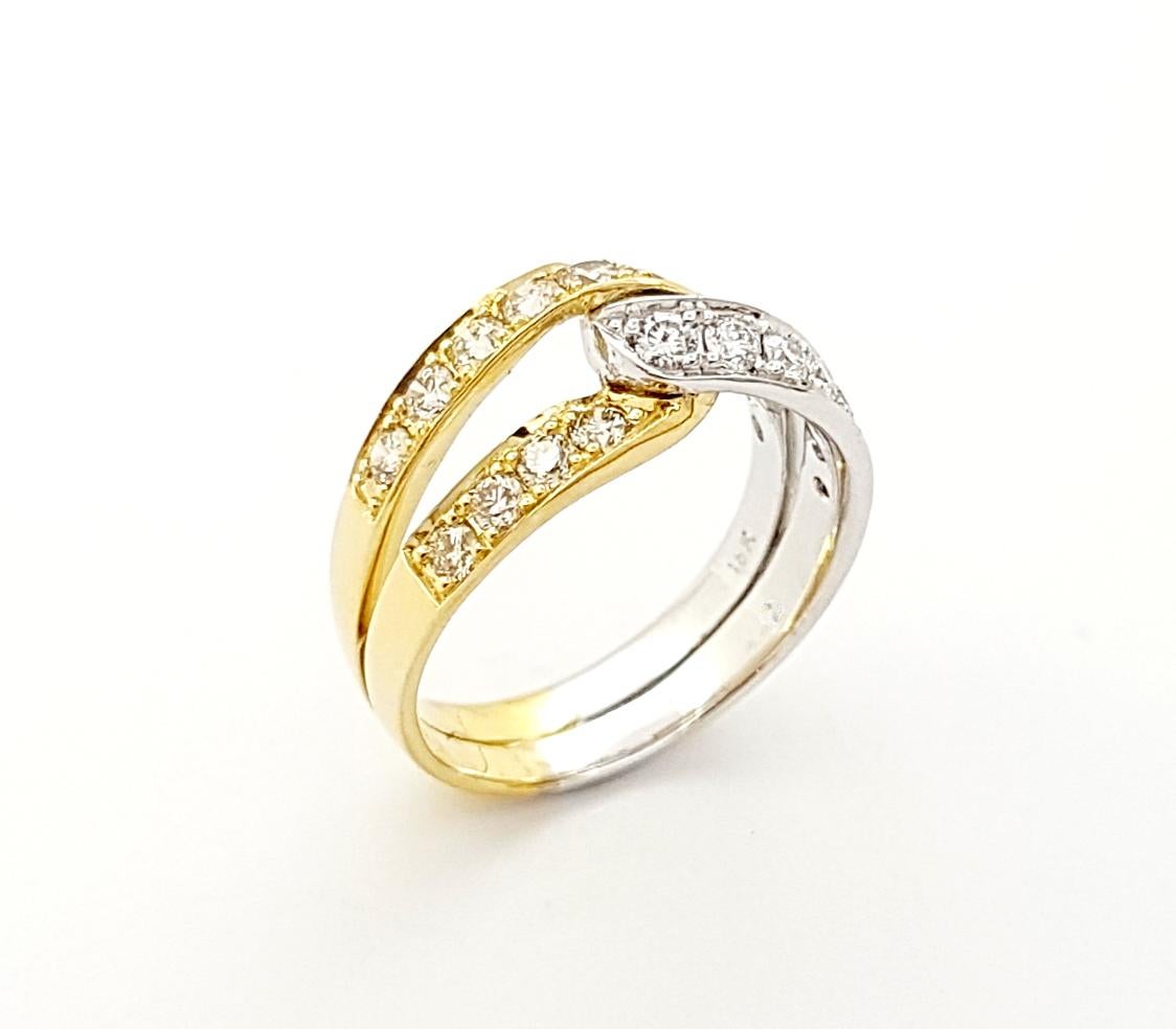 Diamond 1.06 carats Ring set in 18K White/Yellow Gold Settings For Sale 2