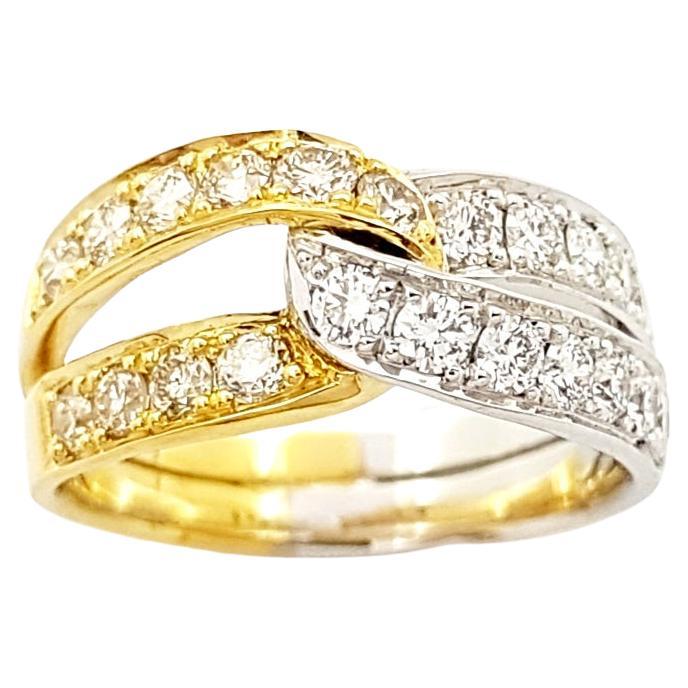 Diamond 1.06 carats Ring set in 18K White/Yellow Gold Settings For Sale