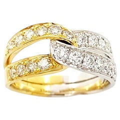Bague en or blanc/jaune 18 carats sertie de diamants de 1,06 carat