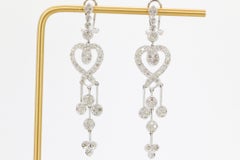 Diamond 1.32 CTW Chandelier Heart Earrings in 18 White Gold