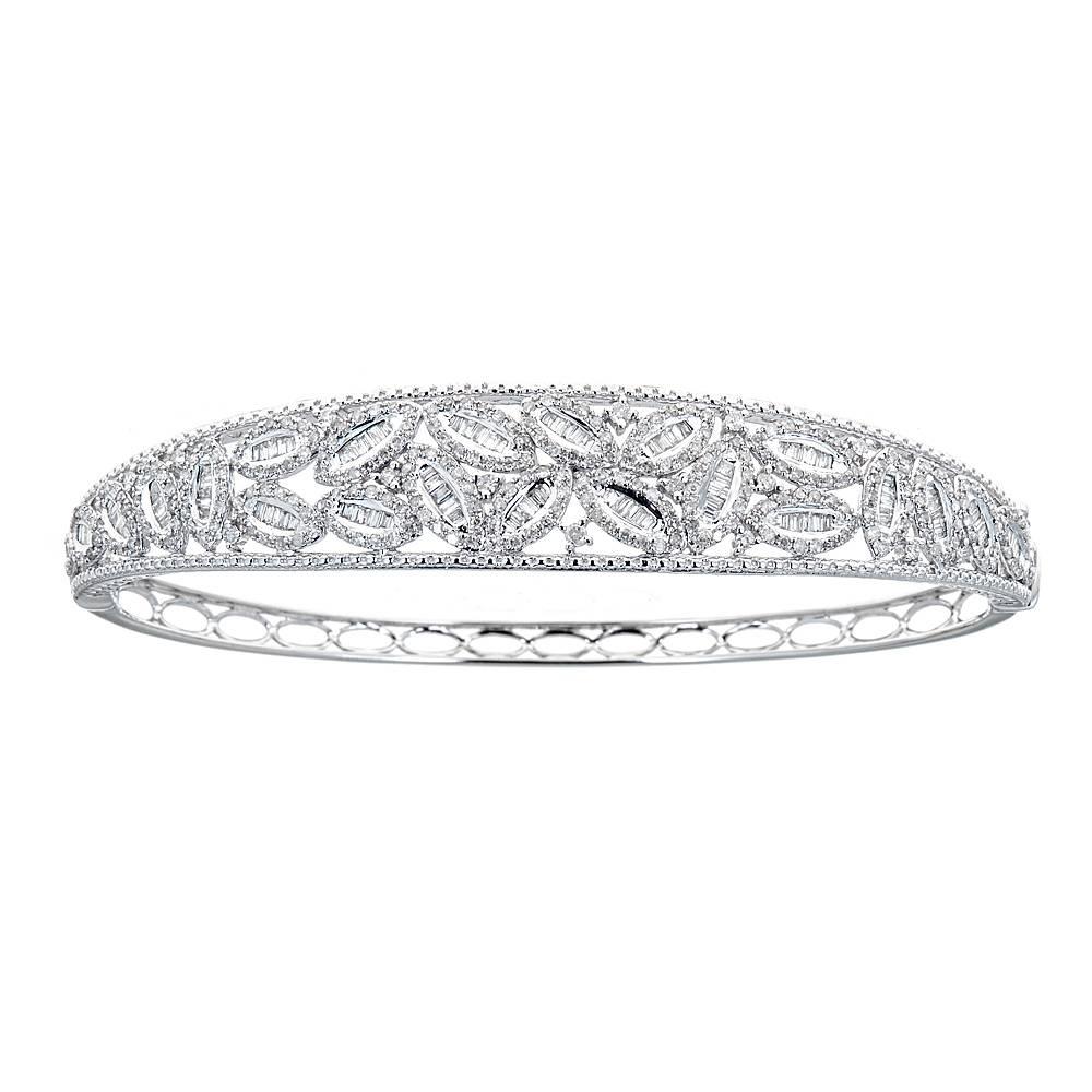 1.55 CTW Round Cut Diamond Accent Bracelet in 14 Karat White Gold