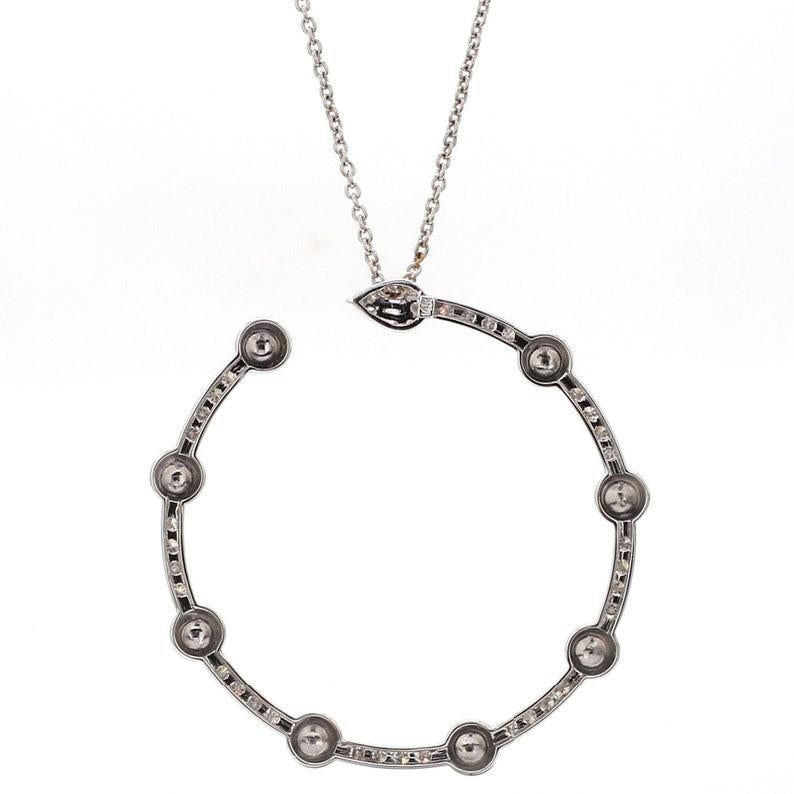 Contemporary Diamond 14 Karat Gold Circle of Life Pendant Necklace For Sale