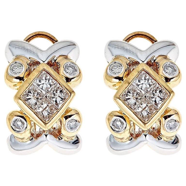 Diamond 14 Karat Gold Earrings For Sale at 1stDibs