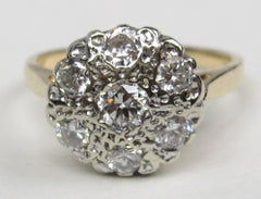 Diamond 14 Karat Gold Engagement Promise Ring 1940s Cluster