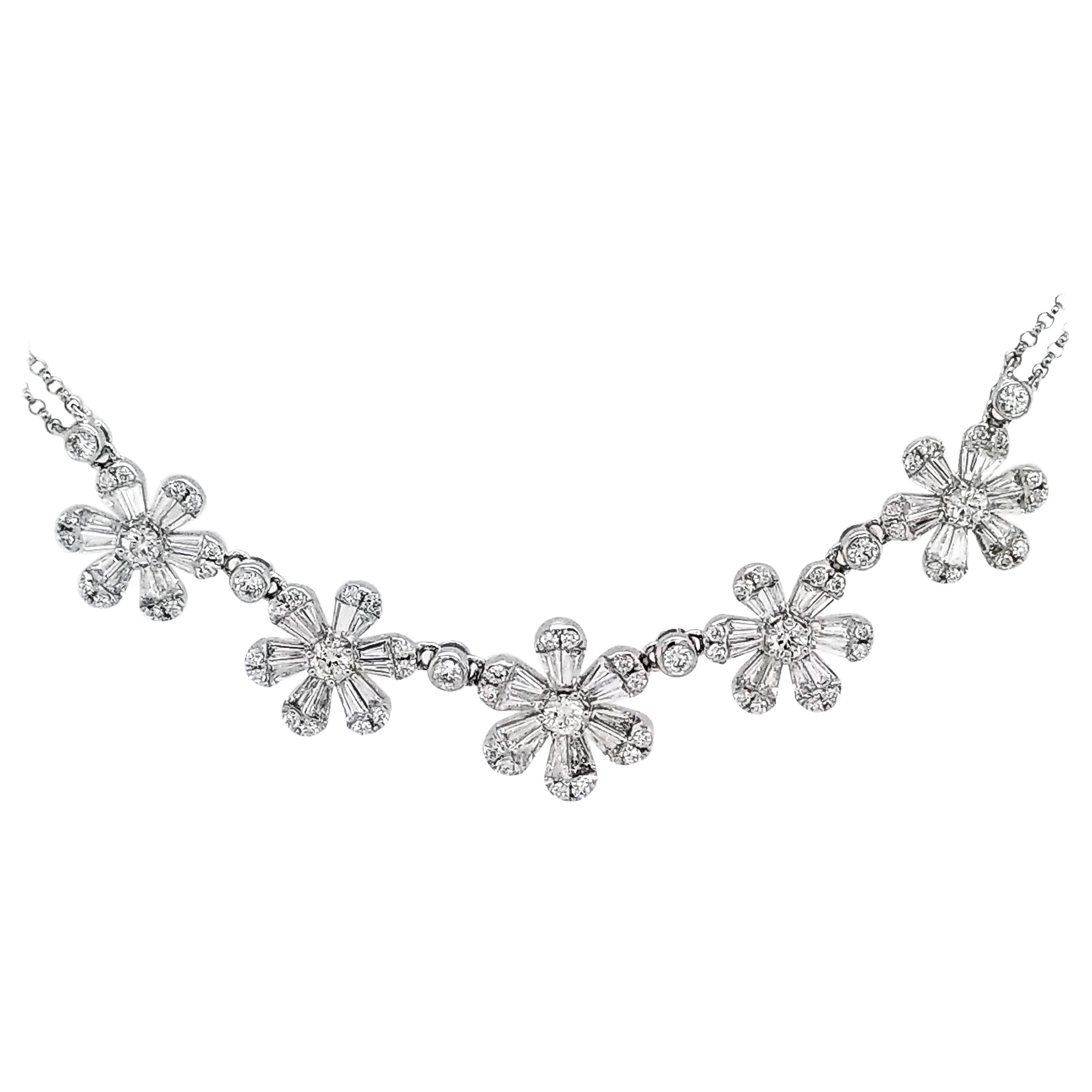 diamond flower necklace at 1stDibs