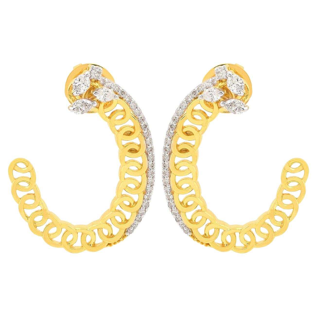 Sine Hoop Earrings in Gold & Tourmaline