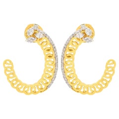 Boucles d'oreilles cerceau en or 14 carats et diamants