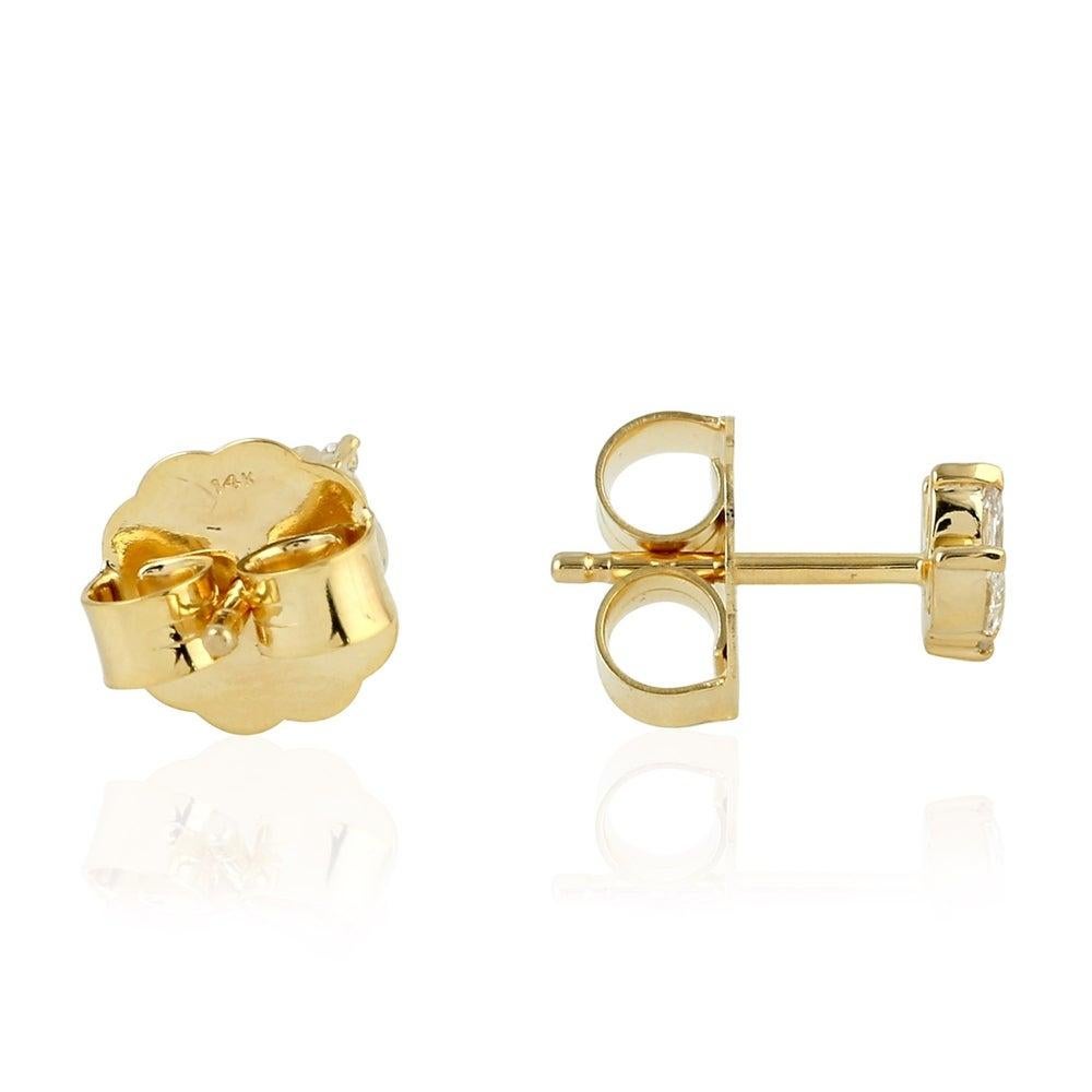 Modern Diamond 14 Karat Gold Leaf Stud Earrings For Sale