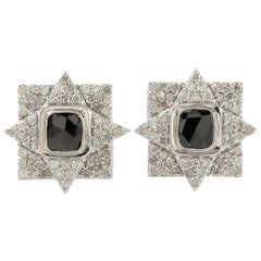 Clous d'oreilles carrés en or 14 carats et diamants