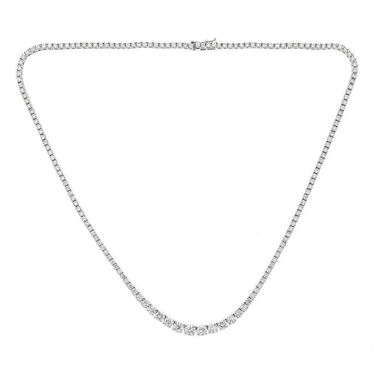Diamond 14 Karat Gold Tennis Necklace For Sale at 1stdibs