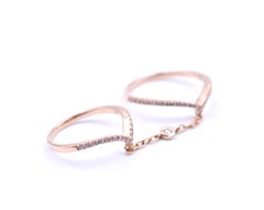 Diamond 14 Karat Rose Gold Chained Linked Rings
