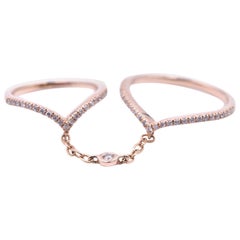Diamond 14 Karat Rose Gold Chained Linked Rings