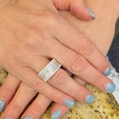 Diamond 14 Karat White Gold 5-Row Wide Wedding Anniversary Band Ring