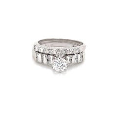 Diamond 14 Karat White Gold Bridal Ring Set