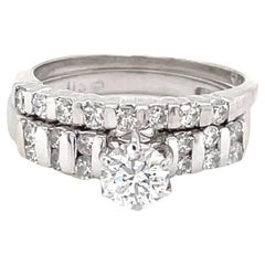 Used Diamond 14 Karat White Gold Bridal Ring Set