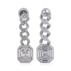 Diamond 14 Karat White Gold Chain Link Earrings