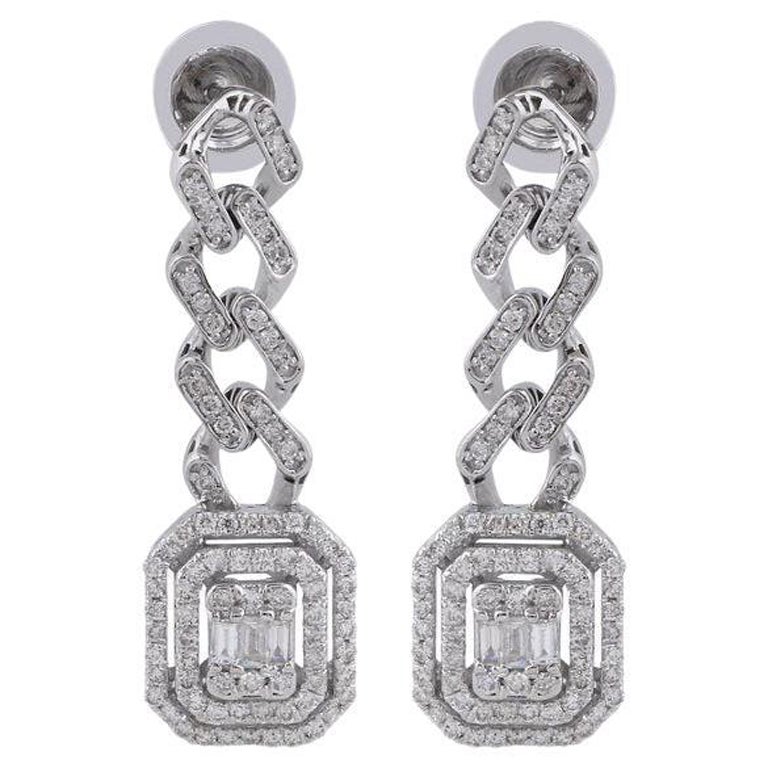 Diamant-Gliederohrringe aus 14 Karat Weißgold im Angebot