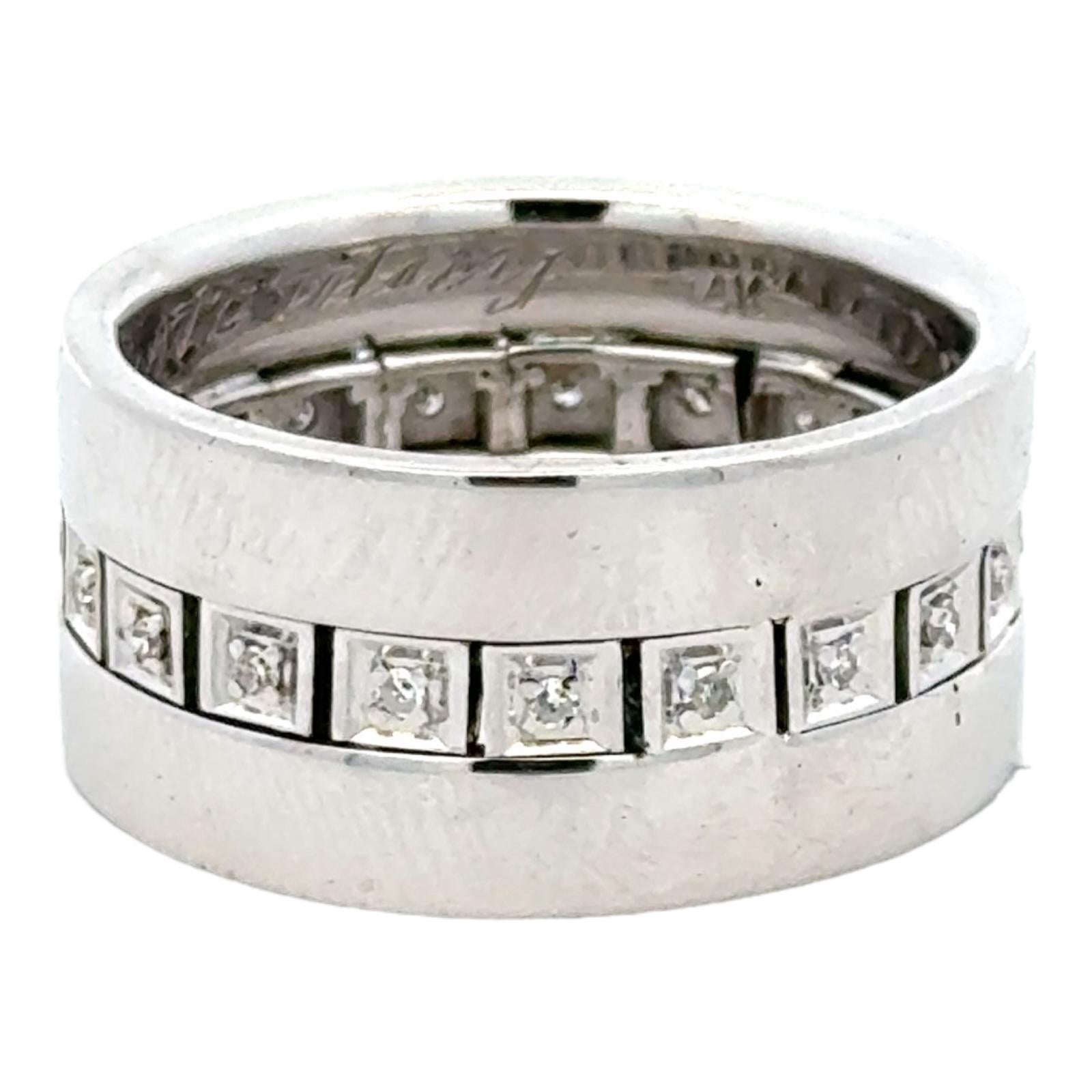 Men's Diamond 14 Karat White Gold Gents Wedding Band Ring Modern Mens For Sale