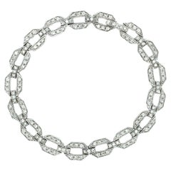 Sechseckiges Tennisarmband aus 14 Karat Weißgold mit Diamanten