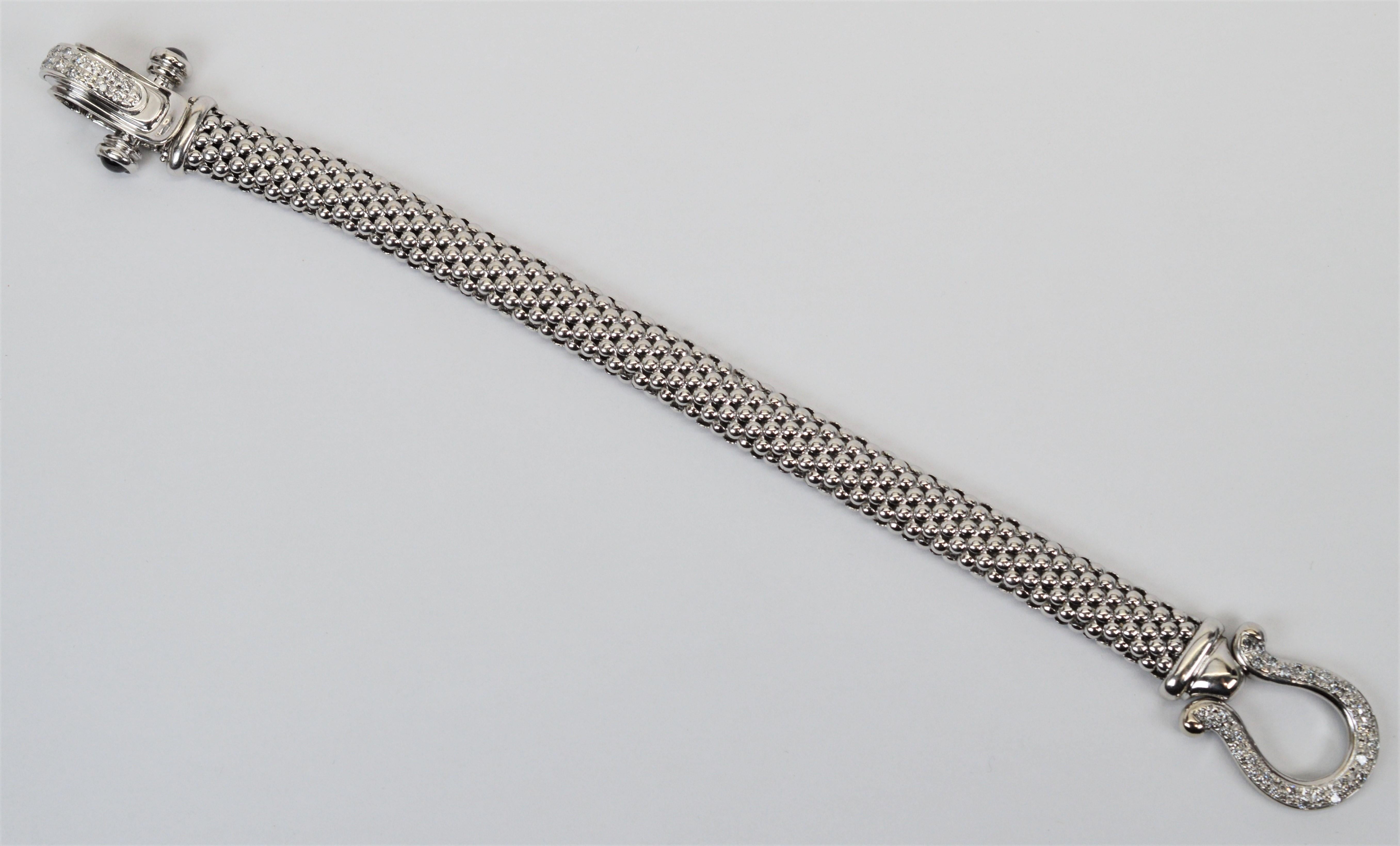 Glücksvolles Hufeisenschnallenarmband, Diamant 14 Karat Weißgold Damen