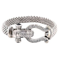 Diamond 14 Karat White Gold Lucky Horseshoe Buckle Bracelet