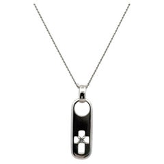Diamond 14 Karat White Gold Modern Cross Pendant Necklace