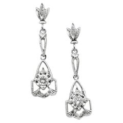 Diamond 14 Karat White Gold Modern Dangle Earrings