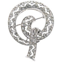 Art Deco 1930s Vintage 18 Karat White Gold Diamond Pin or Pendant