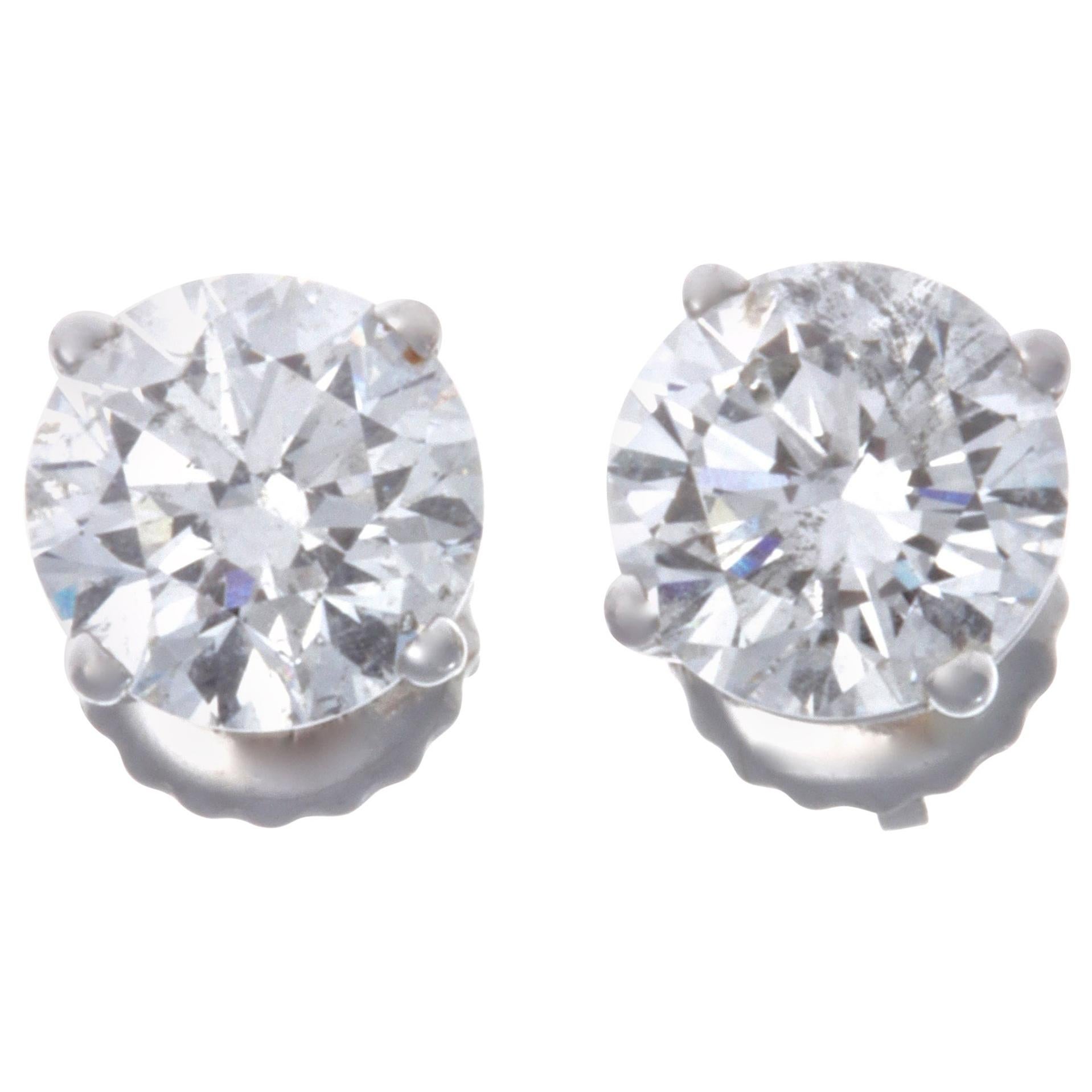Diamond 14 Karat White Gold Stud Earrings