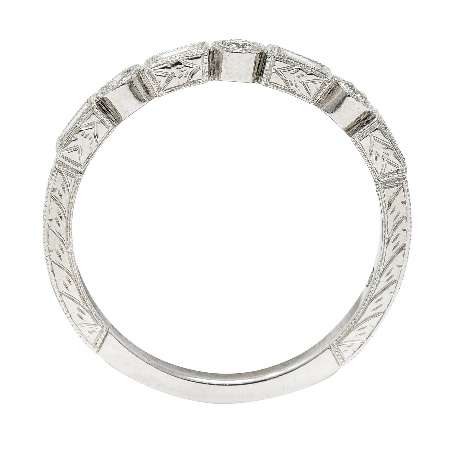 Diamant 14 Karat Weißgold Weizenband Stacking Vintage Ring mit Diamant 4