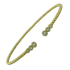 Diamond 14 Karat Yellow Gold .24 Carat Diamond Designer Fashion Bangle Bracelet