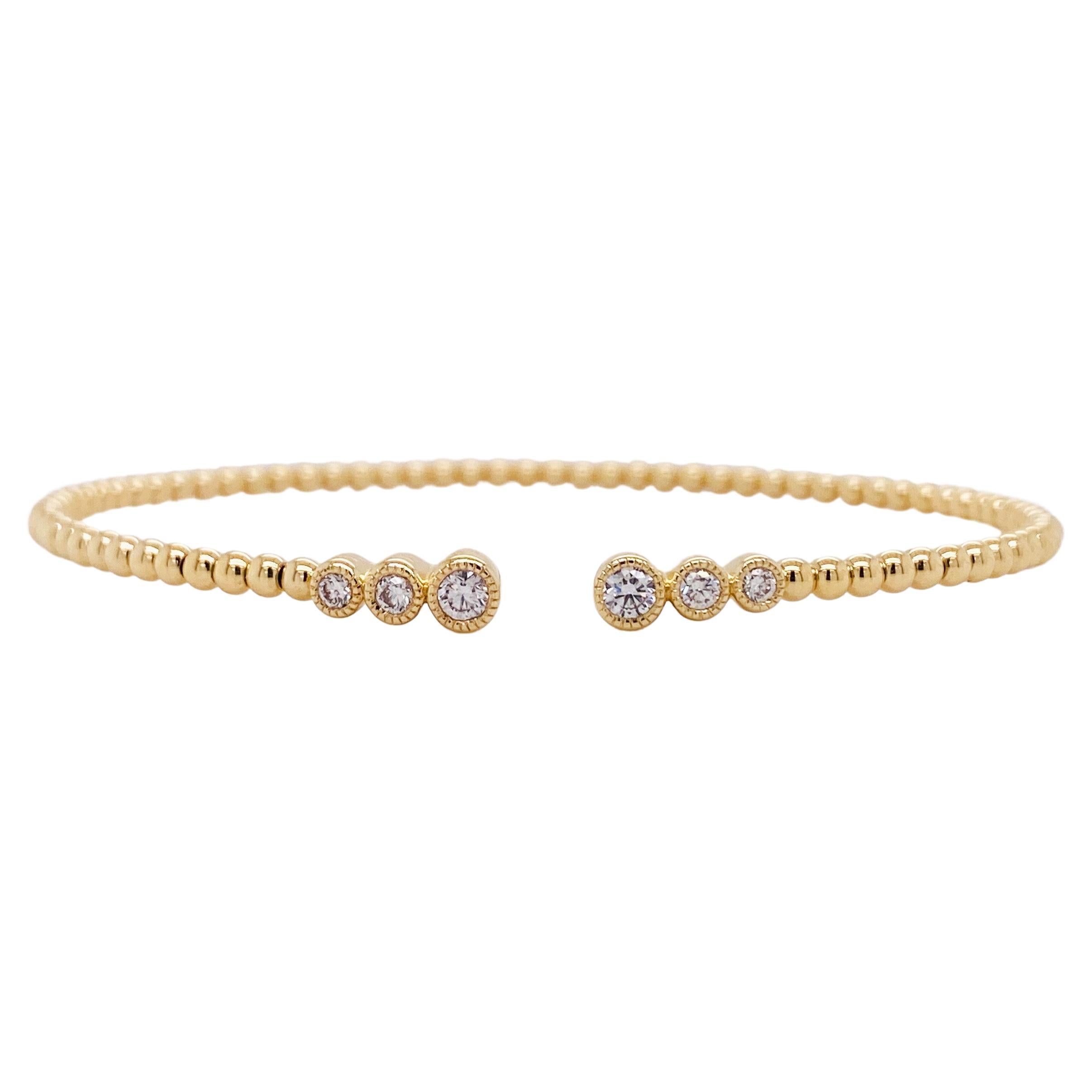 Bracelet jonc à la mode de créateur en or jaune 14 carats avec diamants de 0,24 carat