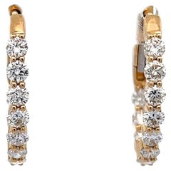 Diamond 14 Karat Yellow Gold Hoop Earrings