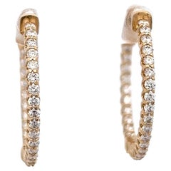 Vintage Fred Paris Diamond 18 Karat Gold Hoop Earrings For Sale at 1stDibs