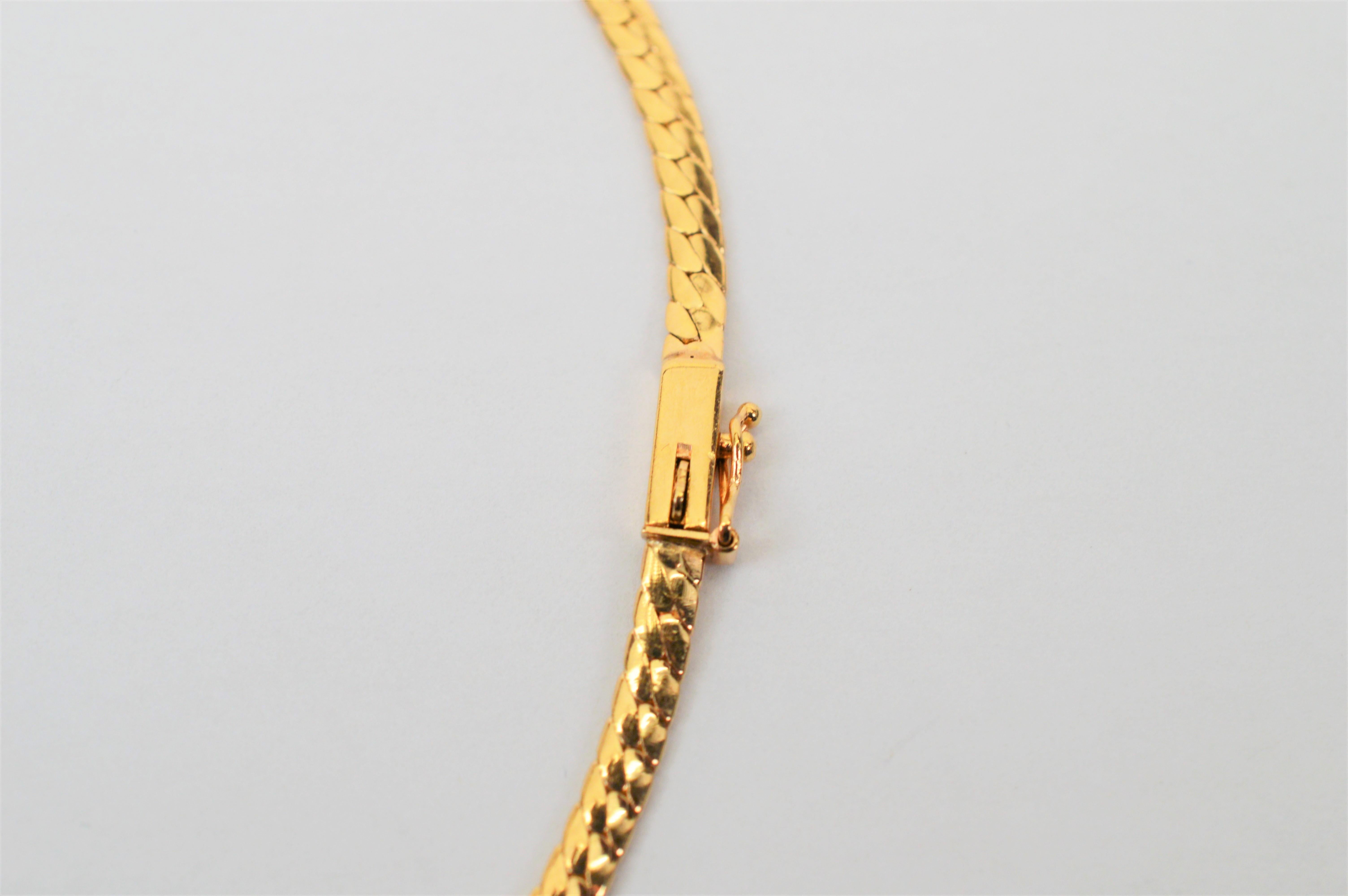 Women's Diamond 14 Karat Yellow Gold Lariat Pendant Collar Necklace For Sale