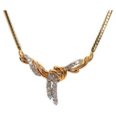 Diamond 14 Karat Yellow Gold Lariat Pendant Collar Necklace
