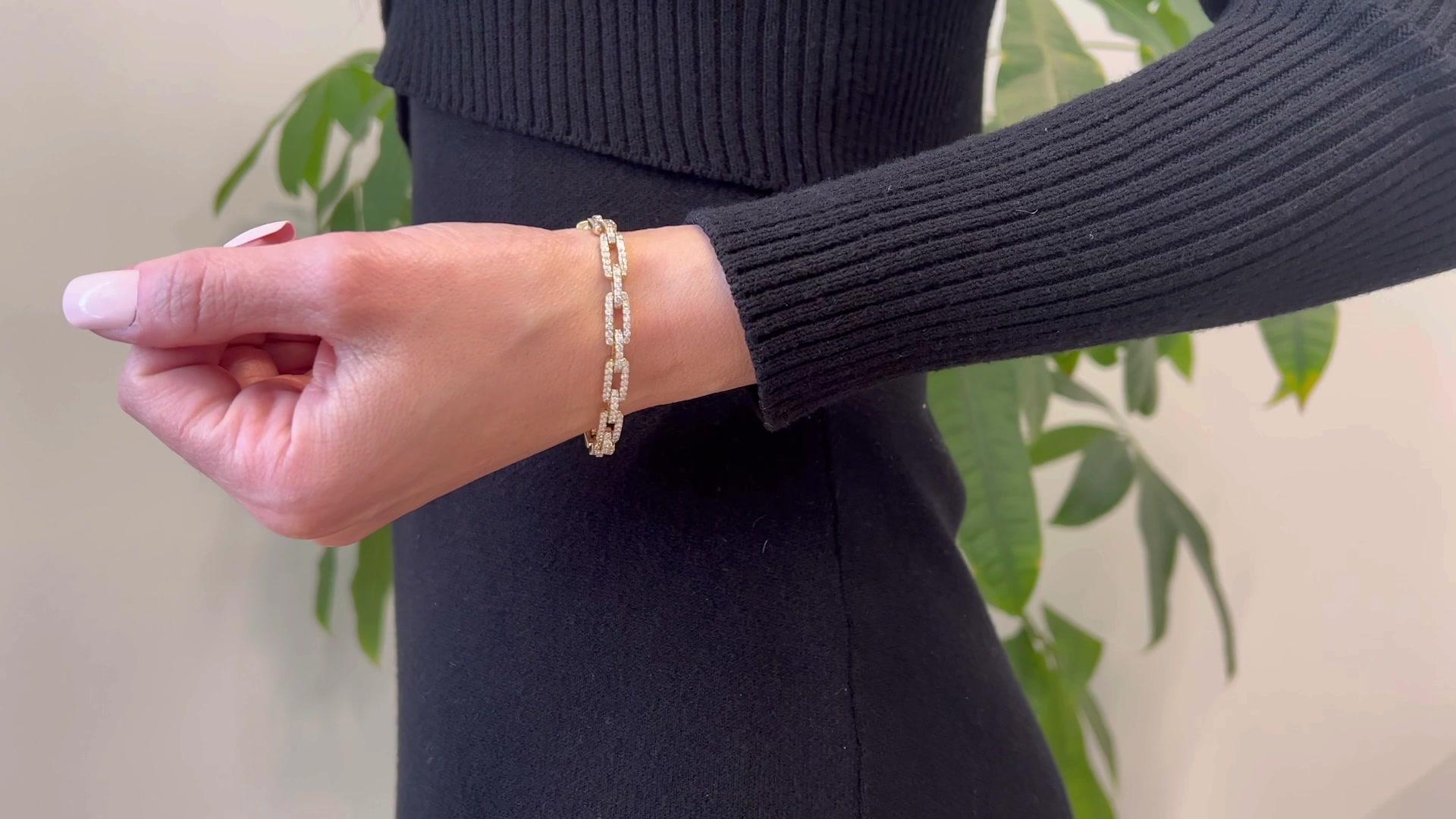 Gliederarmband aus 14 Karat Gelbgold mit Diamanten im Zustand „Hervorragend“ in Beverly Hills, CA