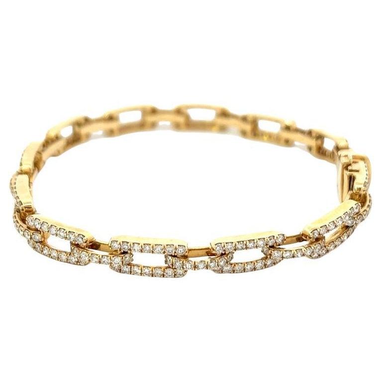 Gliederarmband aus 14 Karat Gelbgold mit Diamanten für Damen oder Herren