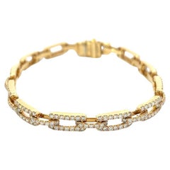 Diamond 14 Karat Yellow Gold Link Bracelet